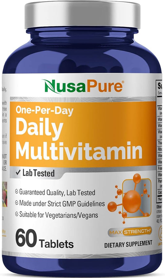NusaPure Daily Multivitamin Vegetable Magnesium Stearate 60 tabs (Non-GMO & Vegan)