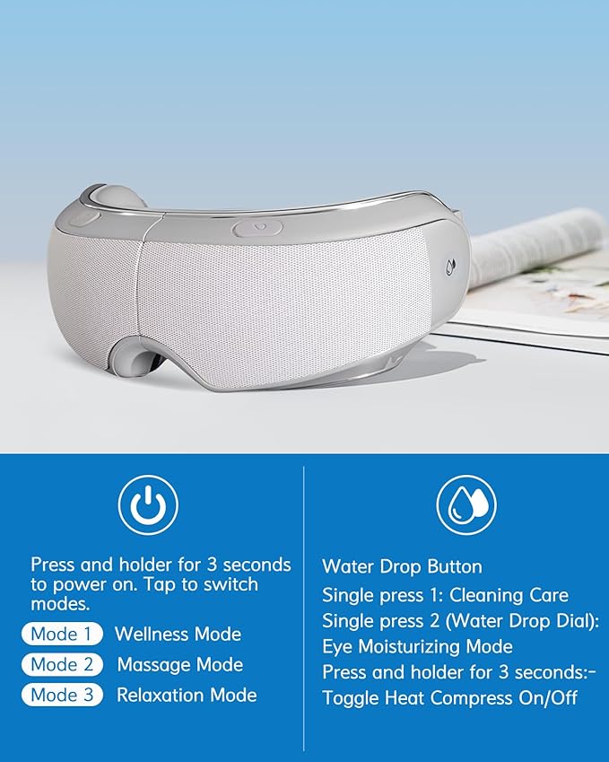 Eye Massager Spray Acupressure Kneading Heat Improve Eye Fatigue Relax Muscles Relieve Dry Eyes Ark Circles & Headaches Its Misting Feature Also Provides Refreshing Hydrating for Your Eyes