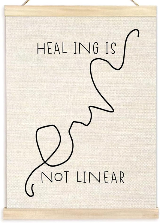 Ecezatik Healing is not Linear Poster Hanger Frame, Mental Health Wall Decor for Calming Corner School Counselor Therapy Office Break Room, Mental Health Posters, 12x16 Inches