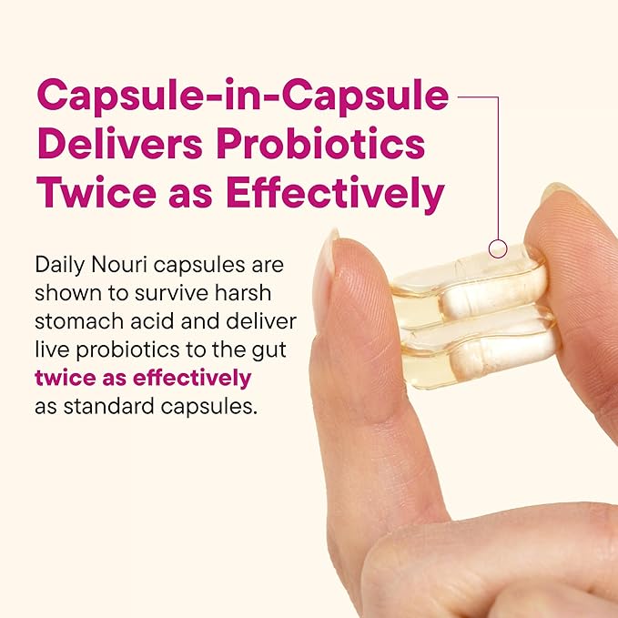 Daily Nouri Women’s Probiotic | Supports Vaginal pH, Urinary Tract, Digestive & Immune Health | 5 Clinically Studied Strains + Cranberry & Vegan Omega Oil | 30-Day Supply