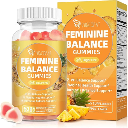 Premium Feminine Balance Gummies, Women’s Health Probiotics - 100 Billion CFU Probiotics - Immune Support, Gut Health, Hormone Balance, PH Balance Vitality, Pineapple Flavor, 60 Count