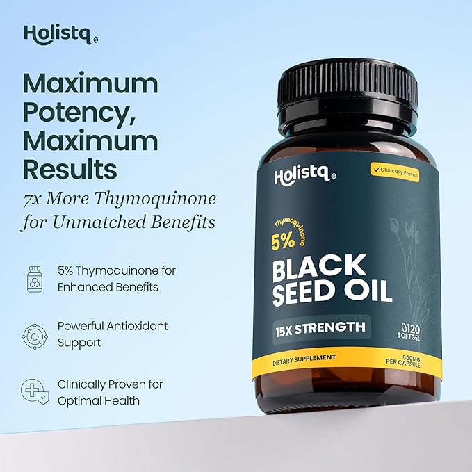 Black Seed Oil Organic Cold Pressed Capsules 120 Softgels - Nigella Sativa Black Cumin Seed Oil, 5% Thymoquinone, Vegan Omega 3 6 9, for Adult Immune and Brain Support Organic Cold Pressed Supplement