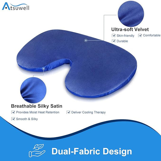 Atsuwell Sinus Mask, Warm Cold Compress Eye Mask for Dry Eyes, Weighted Eye Pillow Microwavable Face Heating Pad for Soothing Sinus Pressure and Relaxation, Blue
