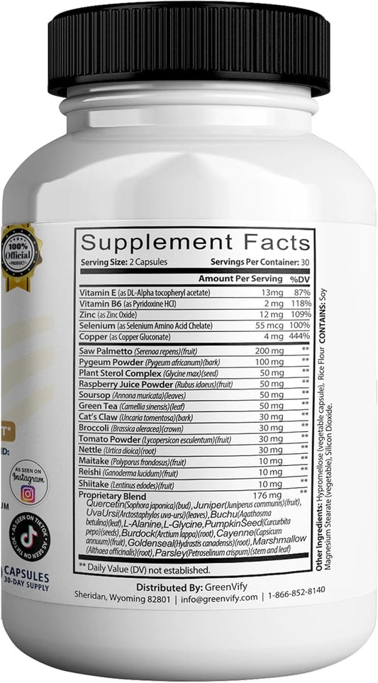 Titan Urin Max Flow Natural Prostate Supplement, 60 Capsules, Extra Strength Herbal Complex with Saw Palmetto, Vitamins E & B6 (3)