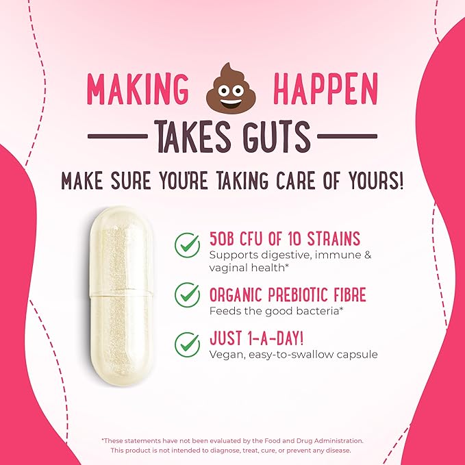 Mama Natural Womens Probiotic – Vaginal, Gut Health & Immune Support Supplement – with Organic Prebiotics (30 Count) - Lactobacillus & Bifidobacterium Probiotic - 50 Billion CFU & 10 Strains