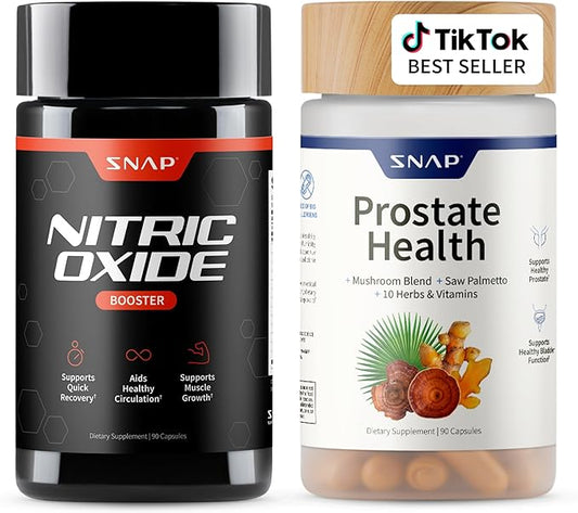 Snap Supplements Prostate Health Support Supplement Bundle with Nitric Oxide Booster – 90 Capsules & 90 Capsules