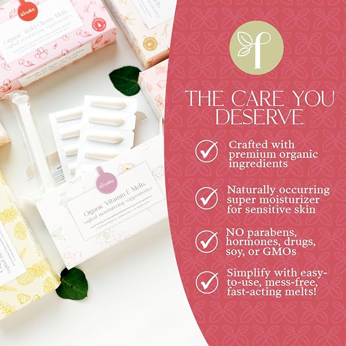 Femallay Organic Vaginal Moisturizing Suppository Melts - 100% Natural Suppositories for Vaginal Odor and Dryness Relief, Ultra-Hydrating Fast-Acting Comfort (Unscented- 2 Pack)