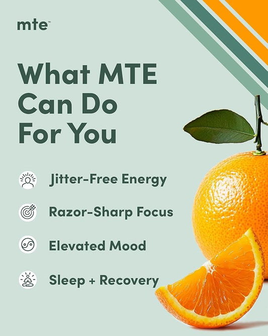 MTE Healthy Energy Drink Powder for Focus & Productivity | No Sucralose | No Caffeine | Nootropic Energy | Adaptogenic