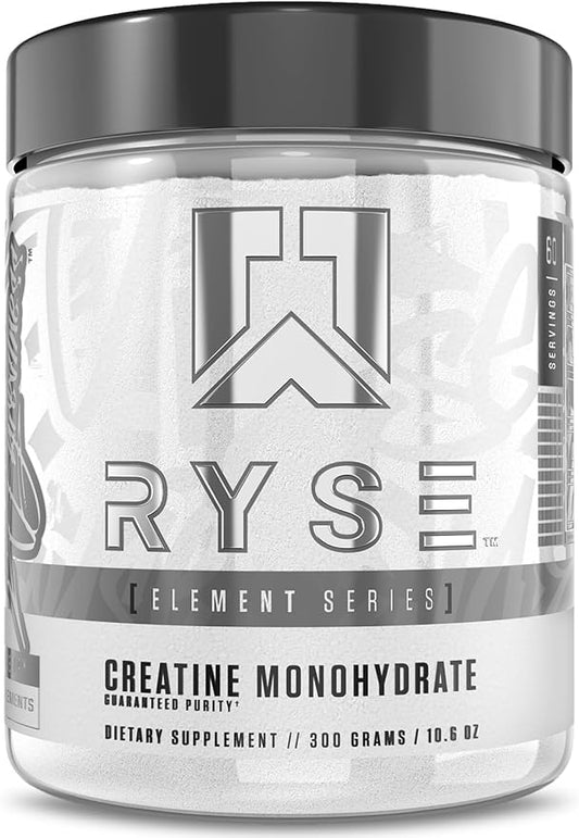 RYSE Creatine Monohydrate Powder - Unflavored - Supports Men & Women Lean Muscle Growth, Strength, Power, and Endurance - Helps Reduce Fatigue and Improve Workout Recovery - 60 Servings
