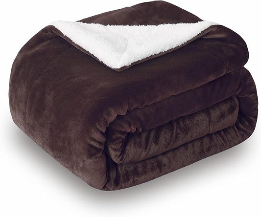 SOCHOW Sherpa Fleece Throw Blanket, Reversible Super Soft Luxurious Plush Blanket Throw Size, Brown, 50x60 inches