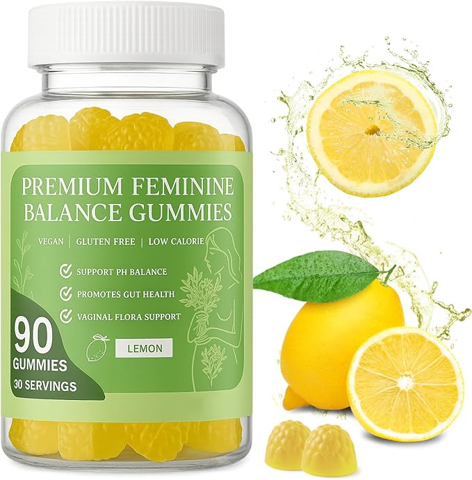 MATOP Premium Feminine Balance Gummies for Women - pH Balance Vaginal Probiotic Lemon Gummy Vegan Gluten-Free Wellness 90 Gummies - 30 Servings