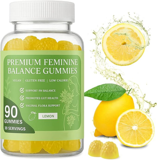 MATOP Premium Feminine Balance Gummies for Women - pH Balance Vaginal Probiotic Lemon Gummy Vegan Gluten-Free Wellness 90 Gummies - 30 Servings