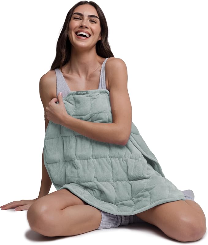 Nodpod Weighted Blanket & Sleep Mask Bundle – Ultra-Soft Body Blanket with Glass Beads + Light-Blocking Eye Mask – Relaxation, Comfort, Travel & Better Sleep - Sage