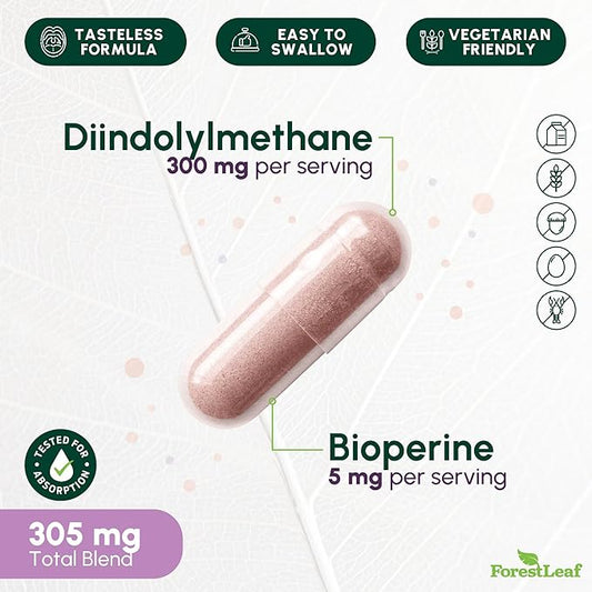 DIM Estrogen Supplement for Women & Men - 300mg DIM Supplement for Women/Men - Diindolylmethane with BioPerine Black Pepper - Support for Metabolism, Hormone Balance, Menopause - 90 Capsules