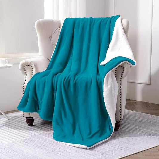 SOCHOW Sherpa Fleece Throw Blanket, Double-Sided Super Soft Luxurious Plush Blanket Throw Size, Teal Green, 50x60 inches
