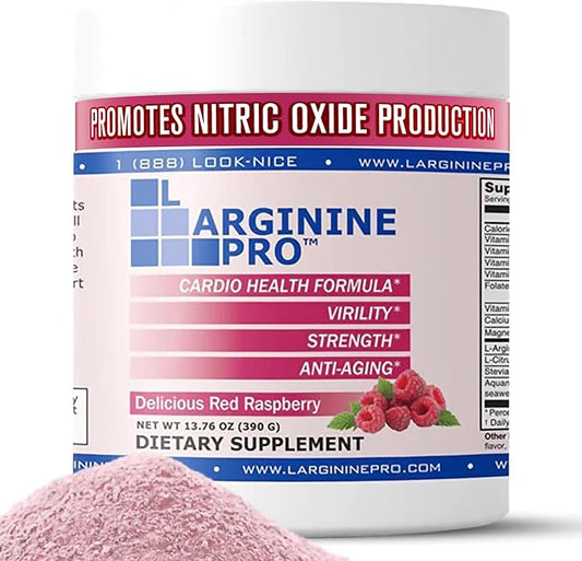 L-ARGININE PRO | 5,500mg L-Arginine Plus L-Citrulline 1,100mg Raspberry Powder Drink Mix Supplement for Increased Nitric Oxide Production