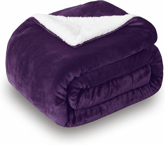 SOCHOW Sherpa Fleece Throw Blanket, Double-Sided Super Soft Luxurious Plush Blanket Throw Size, Aubergine, 50x60 inches