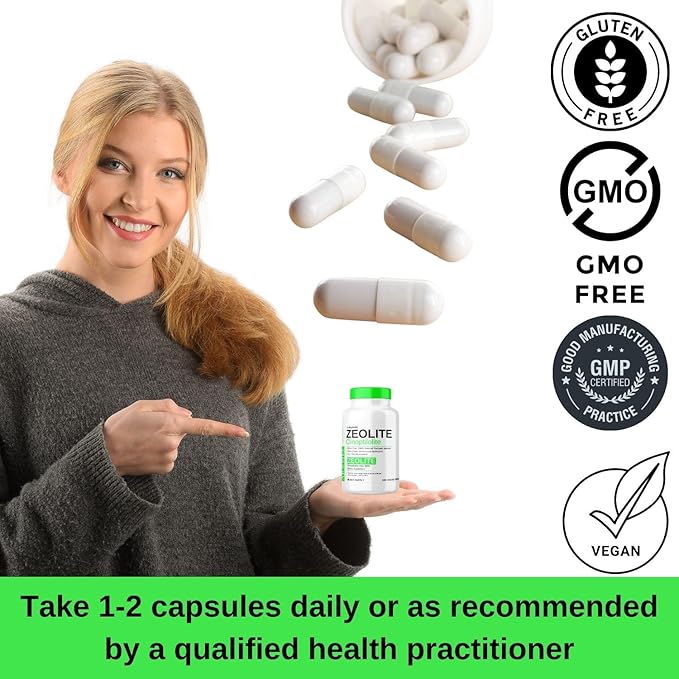 aromel Zeolite Powder 120 Capsules | Detox | Clinoptilolite 95% | 3X Activated | Natural Mineral Dust Less-Than 1 µm