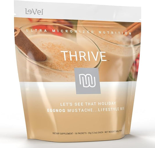 Thrive Protein Shake | 16 Packets (35g Each) | Gluten-Free, Pea Protein Blend, Probiotics, Fiber & Digestive Enzymes | Supports Lean Muscle (16 Packets (Single Servings), Holiday Eggnog)