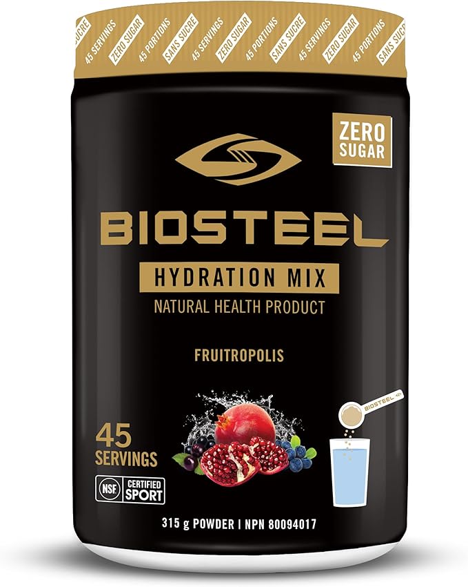 BIOSTEEL Zero Sugar Hydration Mix, Great Tasting Hydration with 5 Essential Electrolytes, Fruitropolis, 45 Servings per Tub