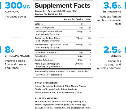 LEGION Pulse Pre Workout Supplement - All Natural Nitric Oxide Preworkout Drink to Boost Energy, Creatine Free, Naturally Sweetened, Beta Alanine, Citrulline, Alpha GPC (Caffeine Free Tropical Punch)