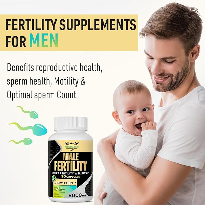 Fertility Supplements for Men, Male Prenatal Vitamins -Optimal Sperm Count, Motility and Strength, 2000MG Mens Fertility Supplements with Maca Root, Zin & Folate for Conception - Packs of 4