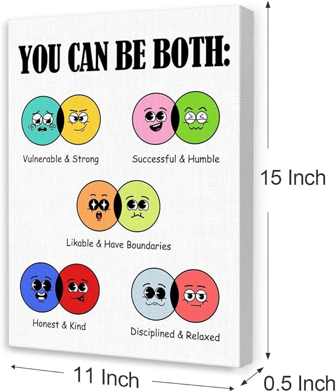 Inspirational Mental Health Wall Decor,Positive Affirmations Wall Art,You Can Be Both Motivational Canvas Wall Decor for Classroom Therapy Office Home Psychologist