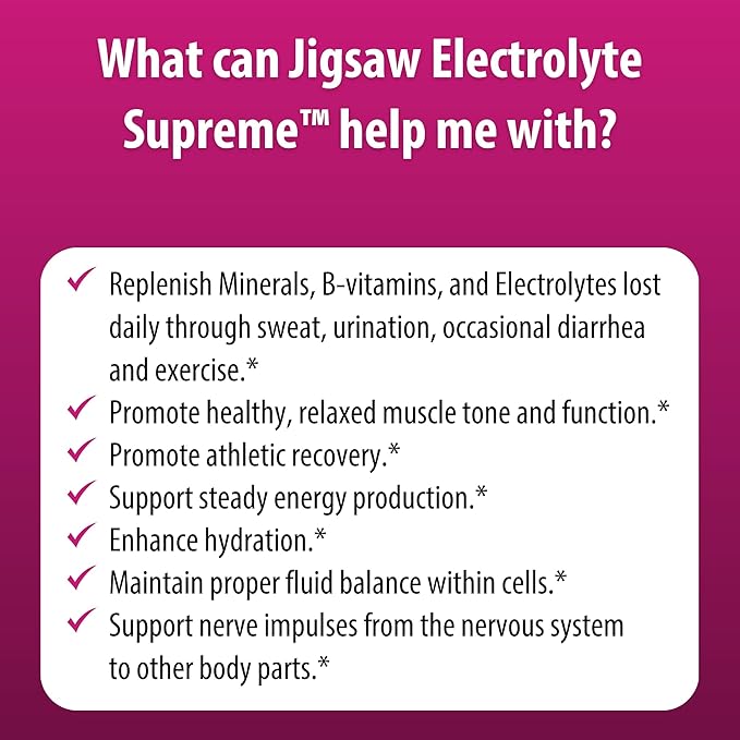 Jigsaw Health Electrolyte Supreme | Broad Spectrum of Electrolytes + Trace Minerals | Berry-Licious Flavor | 60 Servings (Packets)