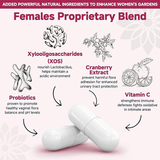 DRFOSTER Vaginal Probiotics for Women pH Balance with Prebiotics & Cranberry - Womens Probiotic Feminine Care Promote Healthy Vaginal Odor & Vaginal Flora, Support Gut Health & UTI - 90 Vegan Capsules