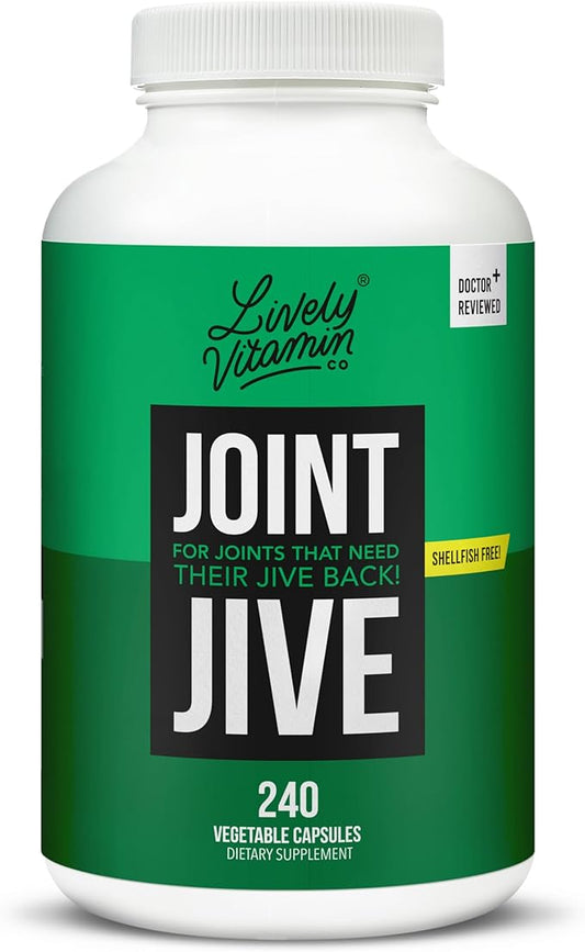 LIVELY VITAMIN CO. Joint Jive - Lubricate Joints (Knee, Ankle, Neck, Shoulder, Back) - Collagen - Glucosamine - MSM - Quercetin - Chondroitin - Devils Claw - Shellfish-Free Formula - 240 Count