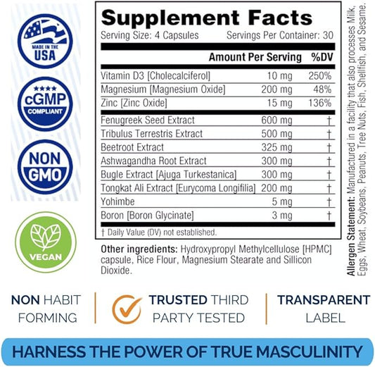 Simply Elevated Alpha-GT Natural Test Booster Supplement, Fuel Your Ambition with This Anabolic 14-1 Supplement w Ashwagandaha, Tongkat Ali, Tribulus Terrestris, Unlock Your True Masculinity.