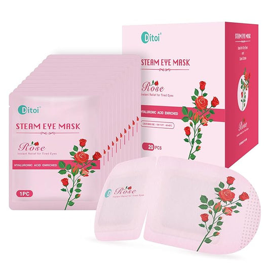 Eye Mask, Rich Hyaluronic Acid Heated Eye Masks for Sleep,Disposable SPA Warm Eye Compress for Dry Eyes,Dark Circles,Puffiness,Self Care,Travel Essentials 20 Packs (Rose)