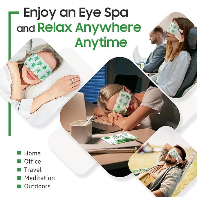 Steam Eye Mask, 10 Packs Heated Eye Mask, Self Heating Warm Compress for Eyes Sleep Mask, Soothing Moist Heat Eye Masks (Lemongrass)