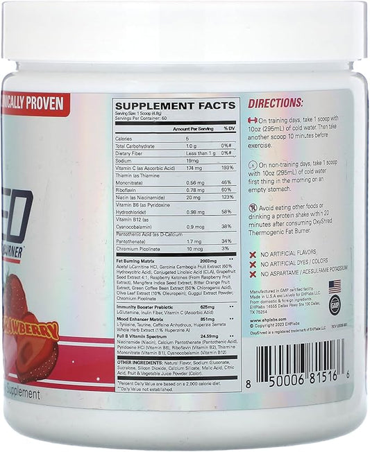 EHP Labs OxyShred Pre Workout Powder - Preworkout Powder with L Glutamine & Acetyl L Carnitine, Energy Boost Drink - Cosmic Blast, 60 Servings