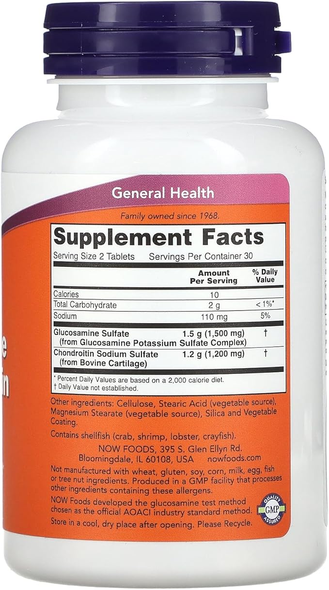 NOW Foods Extra Strength Glucosamine & Chondroitin, 60 Tablets