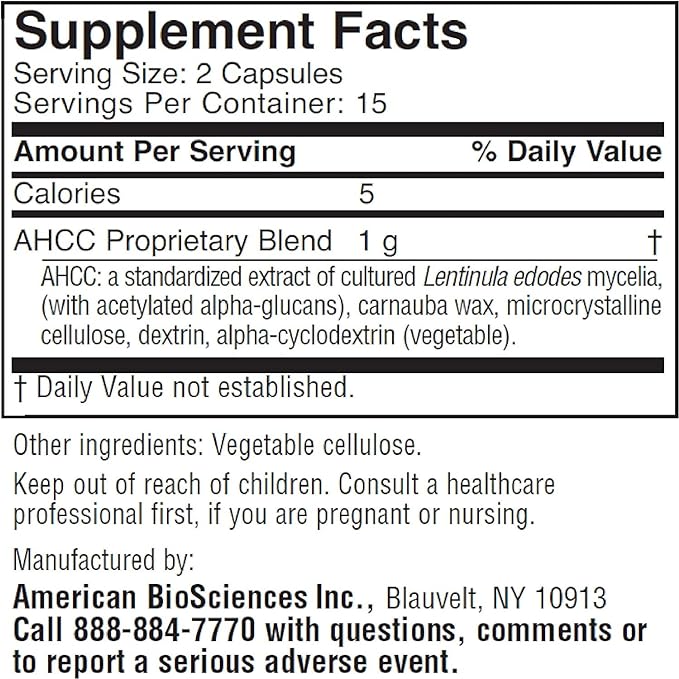ImmPower AHCC Supplement, Vegetarian Capsules, Enhanced Immune Support, Natural Killer Cell Activity and Cytokine Production, 500 milligrams per Capsule (30 Count)