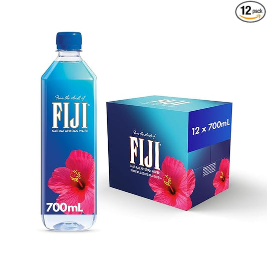 FIJI Natural Artesian Bottled Water 700mL / 23.7 Fl Ounce (Pack of 12) - 100% Natural Electrolytes