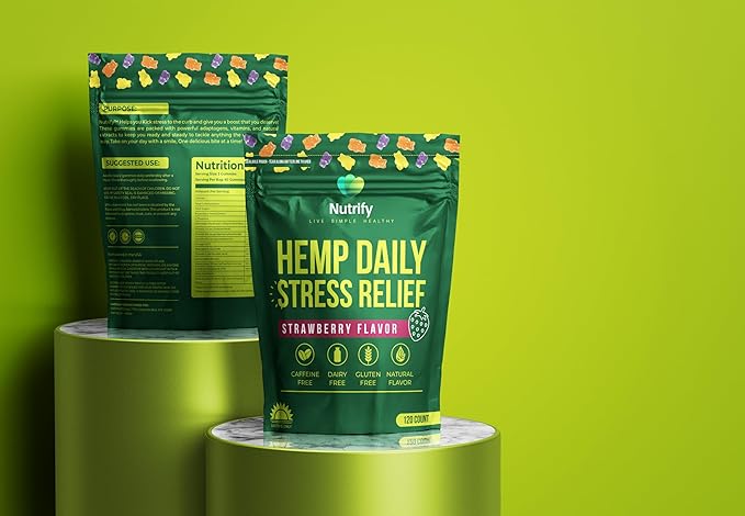 120 Hemp Gummies Natural Strawberry Flavor Hemp Extract, Infused with Omega 3, 6, and 9, Plus Essential Vitamins to Promote General Wellness
