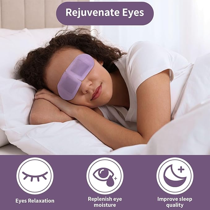 12PCS Steam Eye Mask - Heated Eye Masks Warm Eye Compresses Moist Lavender Scent Disposable Self Heat Eye Pads for Dry Fatigue Eyes Relief & Relaxation Moisturizing Therapy for Sleep Travel