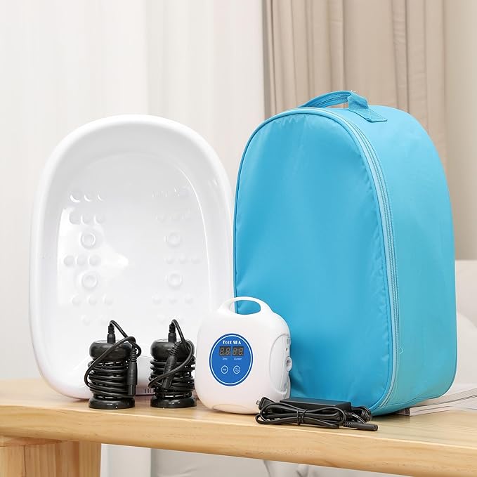 Upgrade Ionic Foot Bath Detox Machine - Ionic Detox Foot Bath, Foot Detox Machine, Touch ON/OFF, LCD & Timer for Home Use Beauty Salon (2 Arrays,100 Liners,1 Blue Bag)