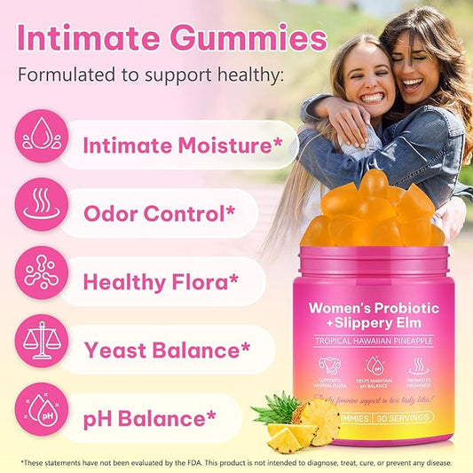 Feminine Probiotics Gummies for Women | Supports pH Balance, Women's Balance Gummies, Gut Health & Immune System | Prebiotics & Lactobacillus Blend | 60 Gummies