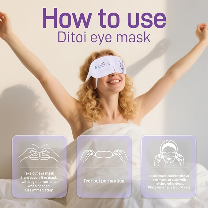 Eye Mask, Rich Hyaluronic Acid Heated Eye Masks for Sleep,Disposable SPA Warm Eye Compress for Dry Eyes,Dark Circles,Puffiness,Self Care,Travel Essentials 20 Packs (Lavender)
