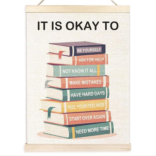 Ecezatik Mental Health It's OK to Be Yourself Poster Hanger Frame, Mental Health Awareness Posters Wall Decor for Classroom Therapy Office School Counselor Office Calm Down Corner, 12x16 Inches