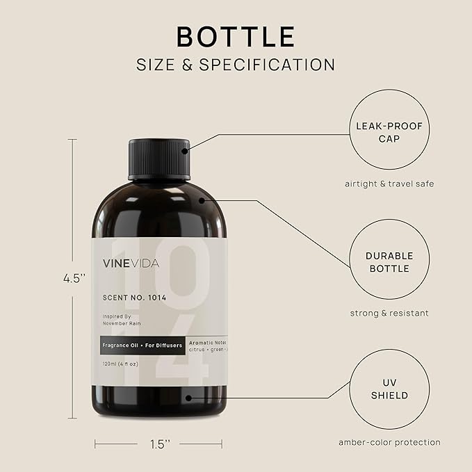 VINEVIDA (4oz) Hotel Fragrance Diffuser Oil - Hotel Scents Diffusers for Home - Cold Air Diffuser Oil - Hotel Scent Essential Oil - Scent No.1014 Inspired by Marriott Hotels