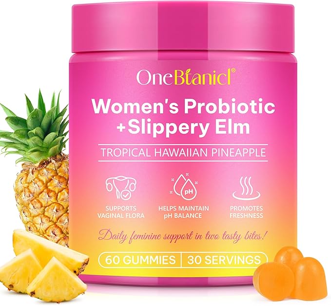 Feminine Probiotics Gummies,Vaginal Women Probiotic,Feminine Balance pH Gummies for Healthy Odor,Improve Immune,Support Vaginal Health,with Slippery Elm(60 Gummies)