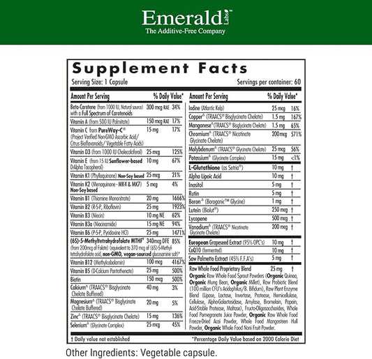 EMERALD LABS Men's 45+ 1-Daily Multi - Made with Saw Palmetto, Lycopene & More for Heart, Bone & Immune Support* - Gluten-Free - 60 Vegetable Capsules