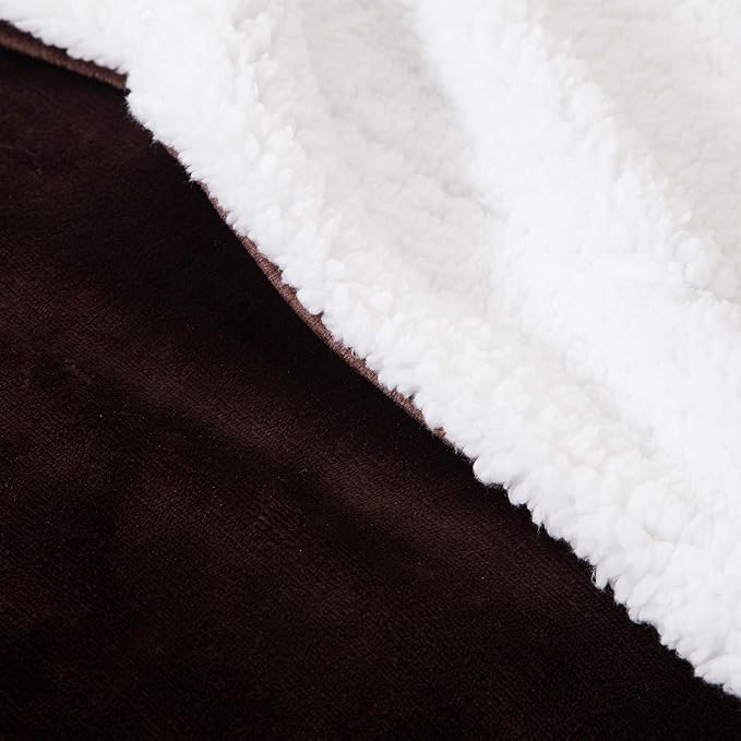 SOCHOW Sherpa Fleece Throw Blanket, Reversible Super Soft Luxurious Plush Blanket Throw Size, Brown, 50x60 inches