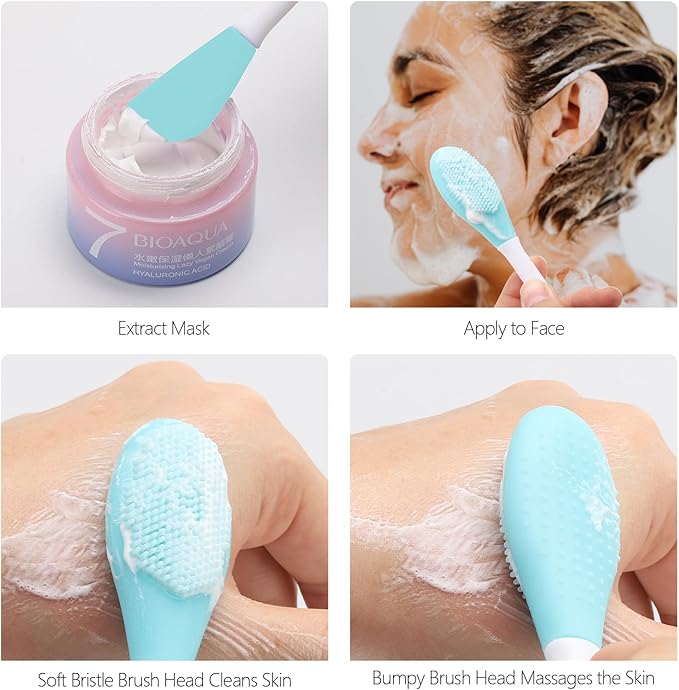10 Pack Silicone Face Mask Applicator, 2 in 1 Double-Sided Facial Scrubber Brush Tool, Double-Head Manual Cleansing Brush for Deep Gentle Exfoliating