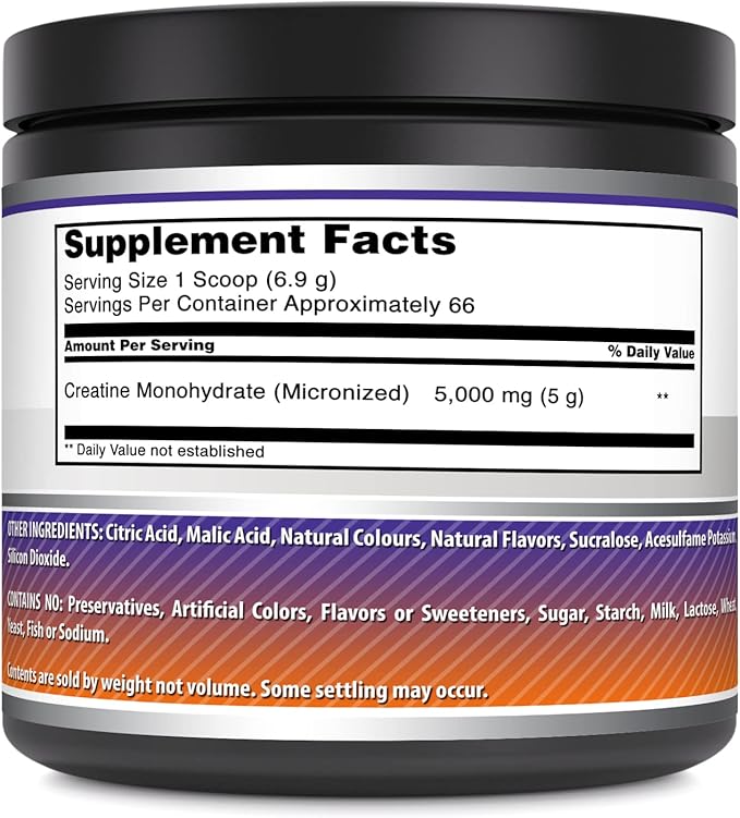 Amazing Formulas Micronized Creatine Monohydrate Powder Supplement | 5000 mg Per Serving | Ideal Pre & Post Workout Supplement | Made in USA (1 LB, Orange)