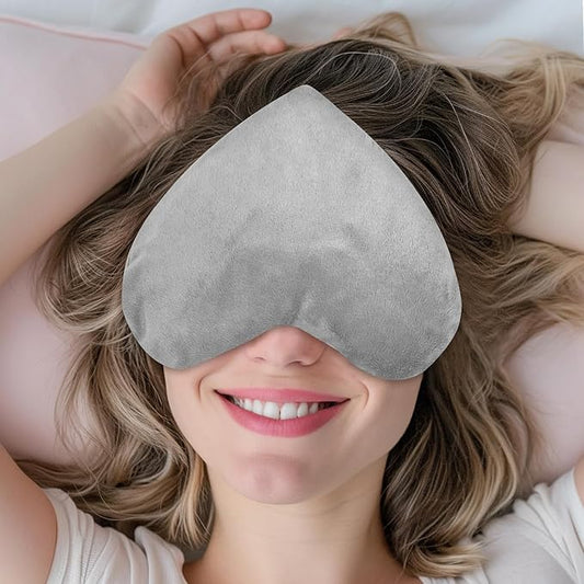 Heart Weighted Eye Mask, Heated Eye Masks for Dry Eyes, Warm Compress for Eyes, Multipurpose for Cramps, Joints, Neck, Moist Heat Compress for Soothing Muscle Pressure and Relaxation(Grey)